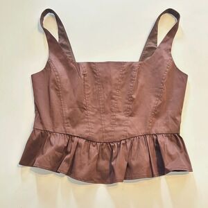 Mare Mare Brown Square Neck Corset Peplum‎ Tank Top Women's Size M